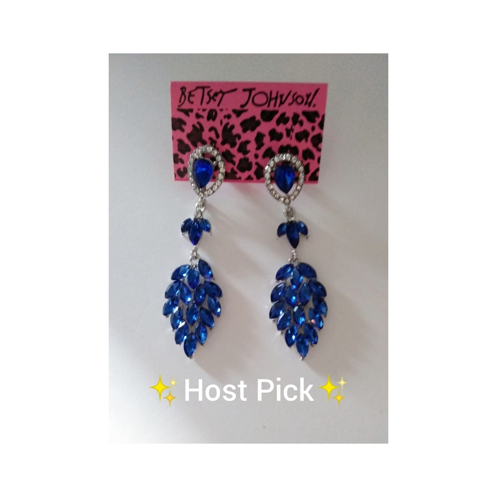Betsey Johnson Crystal Drop Leaf Earrings